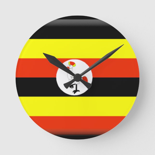 Uganda-Flagge Runde Wanduhr (Vorderseite)
