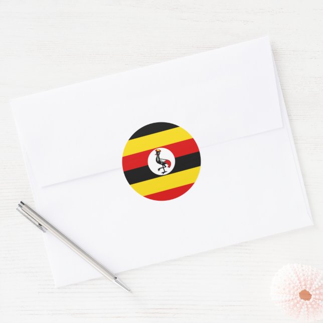 Uganda-Flagge Runder Aufkleber (Umschlag)