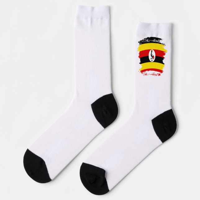 Uganda-Flagge Socken (Linkes Detail)