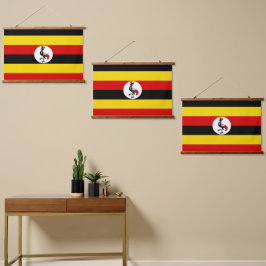 Uganda-Flagge Wandteppich Mit Holzrahmen