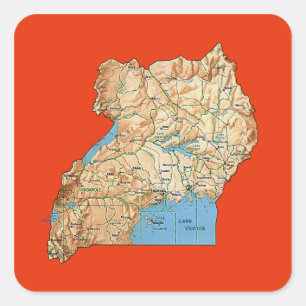 Uganda-Karten-Aufkleber Quadratischer Aufkleber
