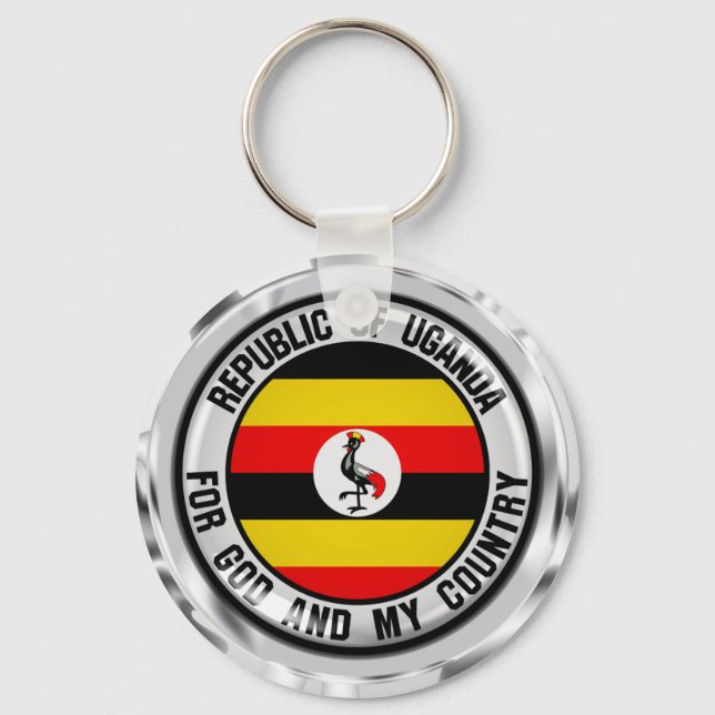 Uganda Round Emblem Schlüsselanhänger (Vorderseite)