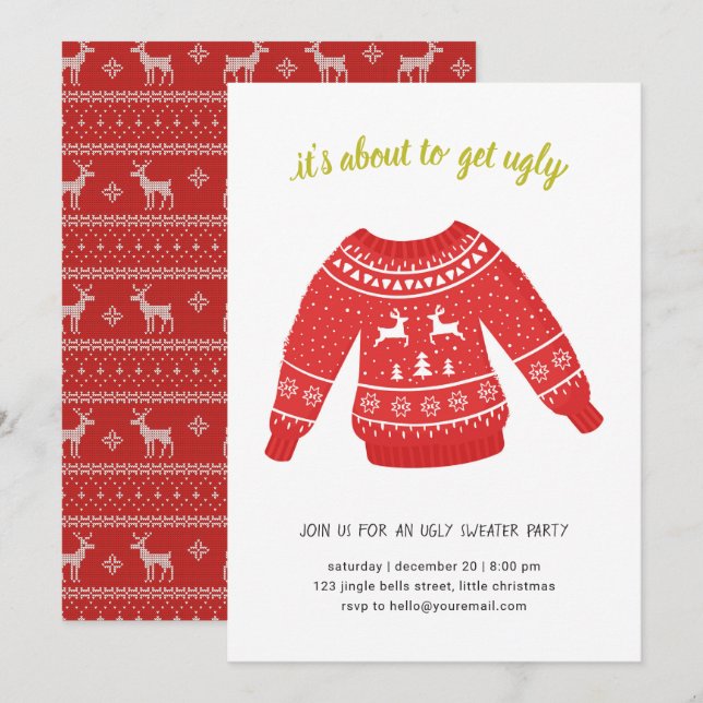 Uganda Sweater Weihnachtsfest Party Tacky Holiday  Einladung (Vorne/Hinten)