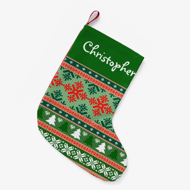 Uganda Sweater Weihnachtsmann Personalisiert Kleiner Weihnachtsstrumpf (Vorderansicht (hängend))