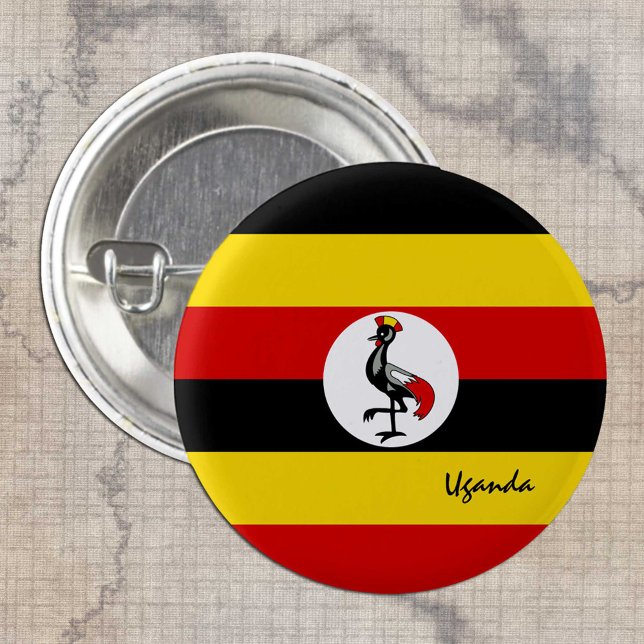 Uganda-Taste, patriotische ugandische Flaggenmode Button (Von Creator hochgeladen)