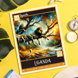 Uganda Vintage Gemälde Postkarte