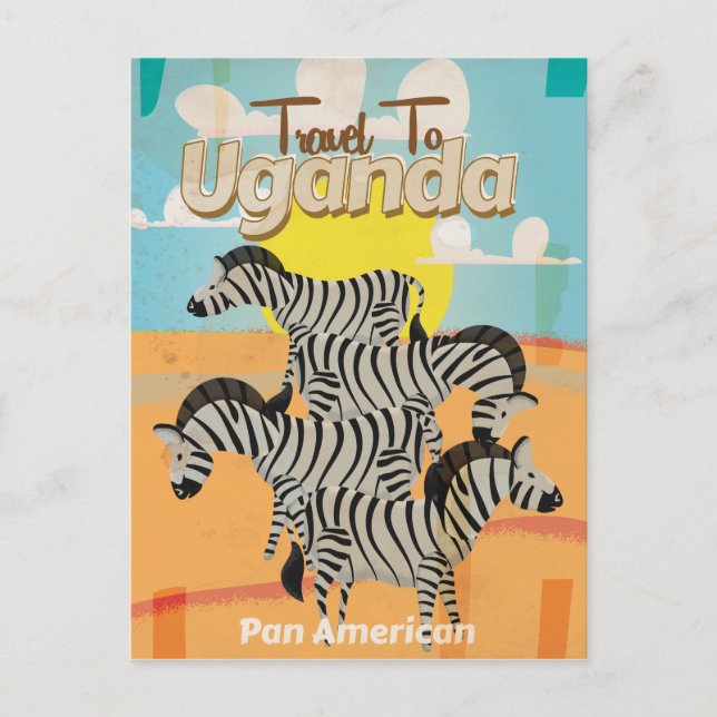 Uganda Vintage Travel Poster Postkarte (Vorderseite)