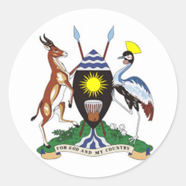 Uganda-Wappen Runder Aufkleber (Vorderseite)
