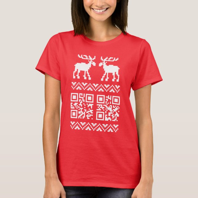 Uganda Weihnachten Sweater QR Code glücklich Neuja T-Shirt (Vorderseite)