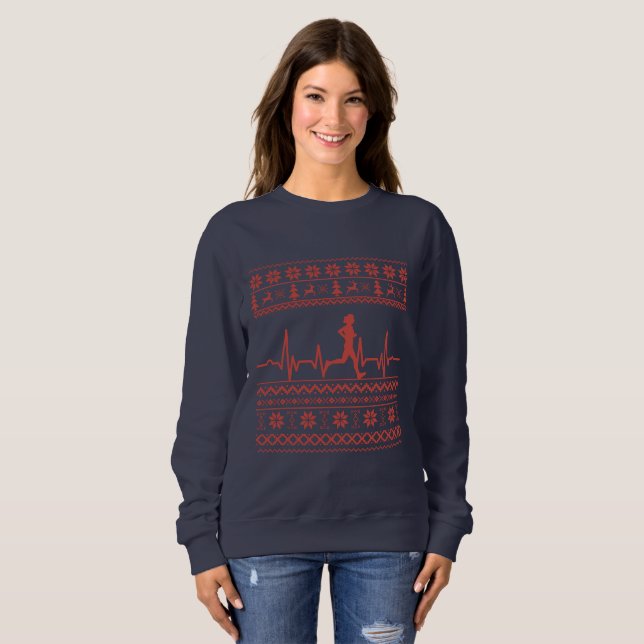 Uganda Weihnachts Pullover Herzschlag laufen laufe (Vorne ganz)