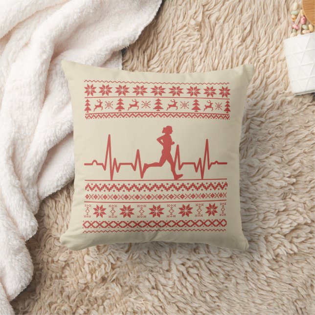 Uganda Weihnachts Pullover Herzschlag laufen laufe Kissen (Decke)