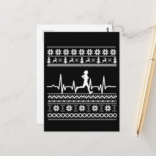 Uganda Weihnachts Pullover Herzschlag laufen laufe Postkarte (Vorderseite/Rückseite Beispiel)