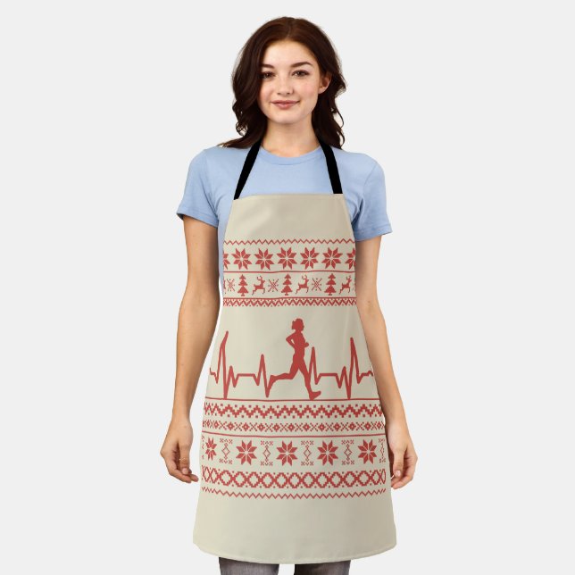 Uganda Weihnachts Pullover Herzschlag laufen laufe Schürze (Getragen)