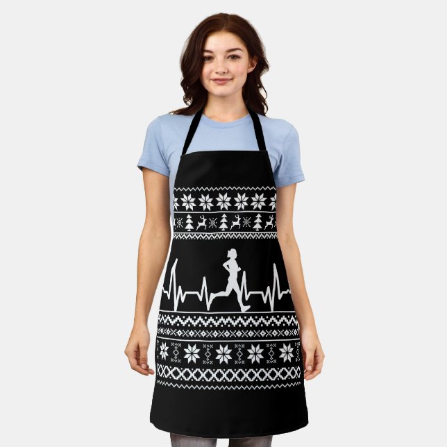 Uganda Weihnachts Pullover Herzschlag laufen laufe Schürze (Getragen)