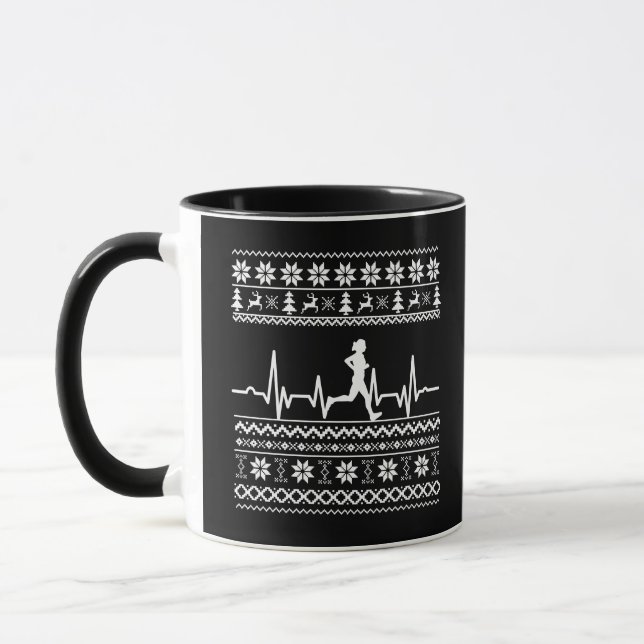 Uganda Weihnachts Pullover Herzschlag laufen laufe Tasse (Links)