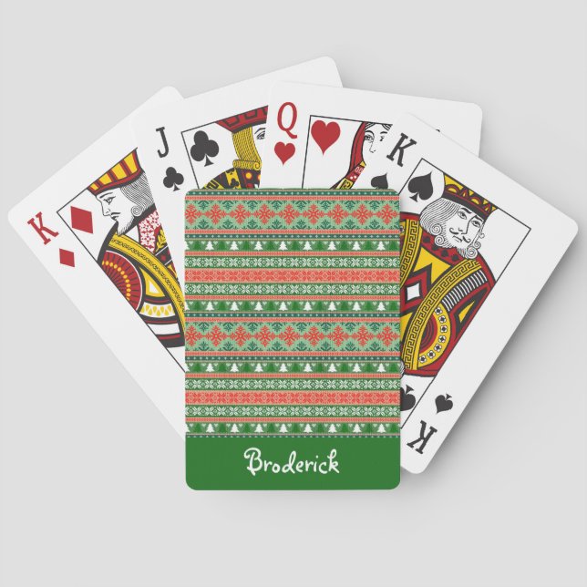 Uganda Weihnachts-Sweater-Strick mit Namen Spielkarten (Rückseite)