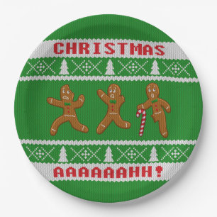 Uganda Weihnachtsschrei Gingerbreadmen Grün Pappteller