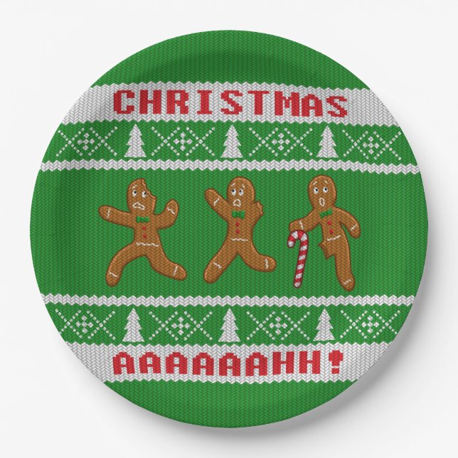 Uganda Weihnachtsschrei Gingerbreadmen Grün Pappteller (Vorderseite)