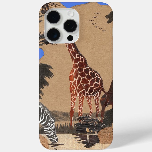 Uganda Wildlife Karte iPhone 15 Pro Max Hülle (Rückseite)