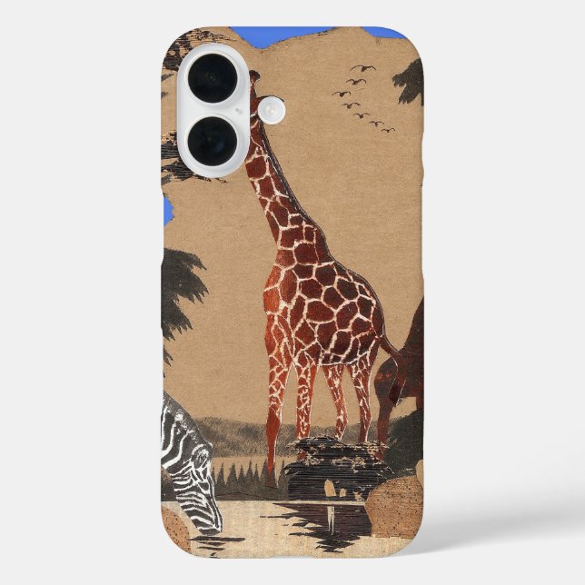 Uganda Wildlife Karte iPhone 16 Hülle (Rückseite)