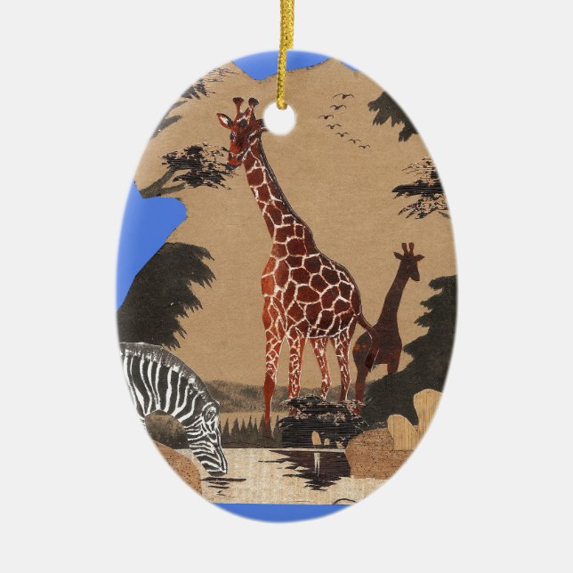 Uganda Wildlife Karte Keramikornament (Vorne)