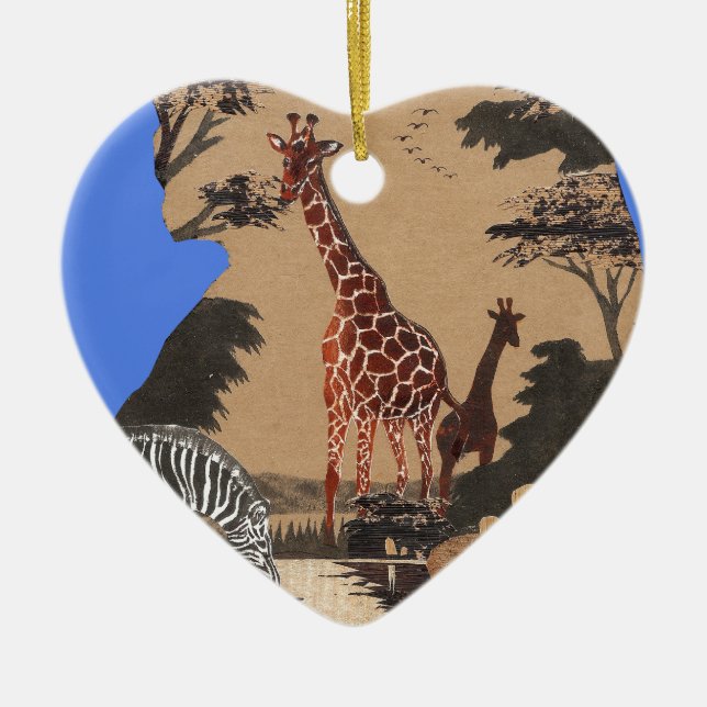 Uganda Wildlife Karte Keramikornament (Vorne)