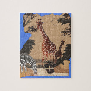 Uganda-Wildlife-Karte Kunstprint