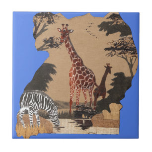 Uganda-Wildlife-Karte Kunstprint Fliese