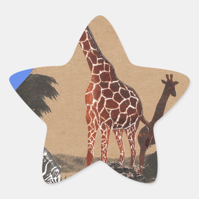 Uganda Wildlife Karte Stern-Aufkleber (Vorderseite)