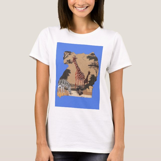 Uganda Wildlife Karte T-Shirt (Vorderseite)