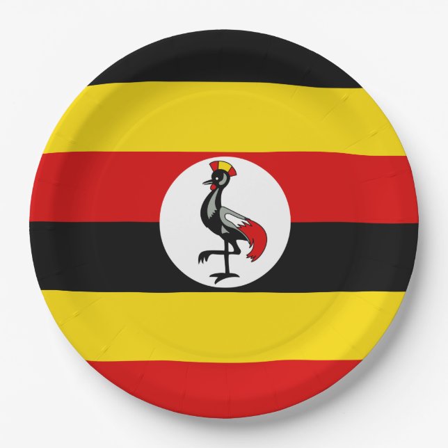 Ugandische Flagge (Uganda) Pappteller (Vorderseite)