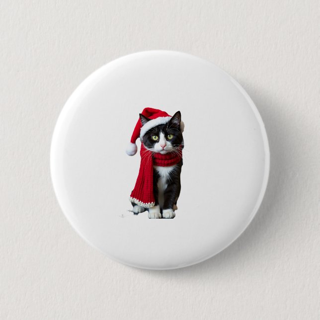 Ugg Christmas Black Cat Weihnachtsmannmütze Scarf  Button (Vorderseite)