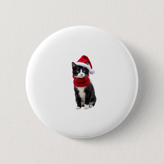 Ugg Christmas Black Cat Weihnachtsmannmütze Scarf  Button (Vorderseite)