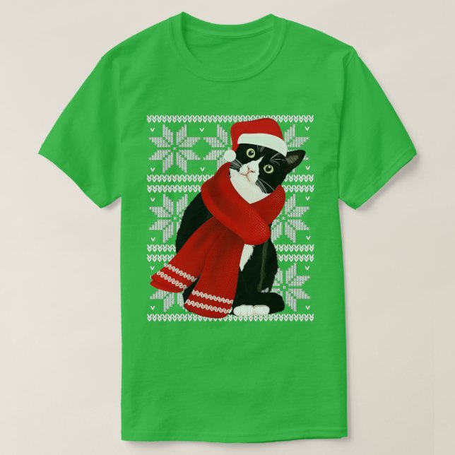 Ugg Christmas Black Cat Weihnachtsmannmütze Scarf  T-Shirt (Design vorne)