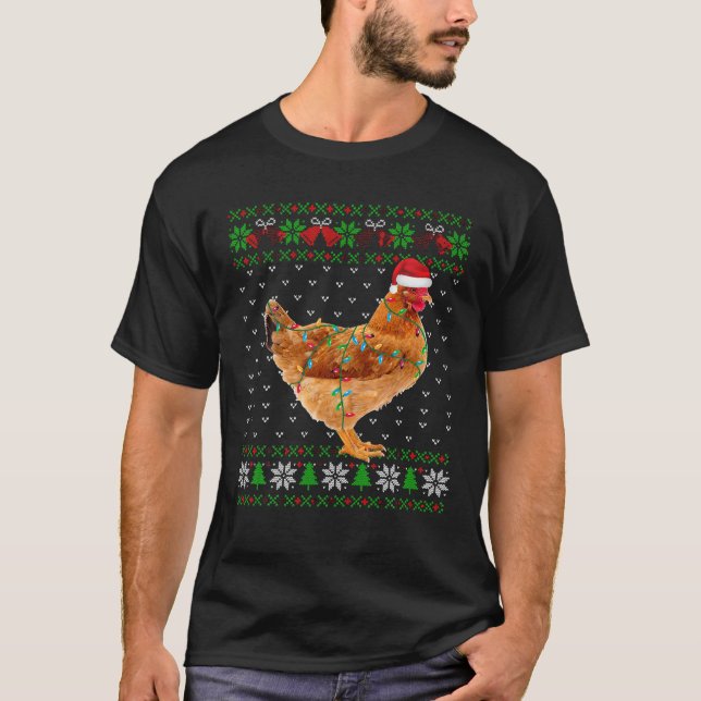 Ugg Christmas Chicken Weihnachtsmannmütze Lights C T-Shirt (Vorderseite)