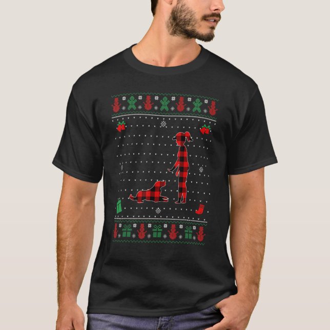 Ugg Christmas Red Kariert Dog Trainer Matching Paj T-Shirt (Vorderseite)