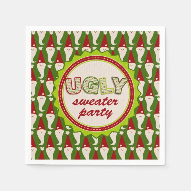 Ugg Christmas Santa Sweater Cocktail Napkins Serviette (Vorderseite)