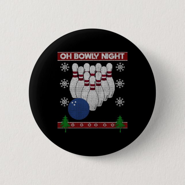 Ugg Christmas Sweater Bowling Bowlers Weihnachten Button (Vorderseite)