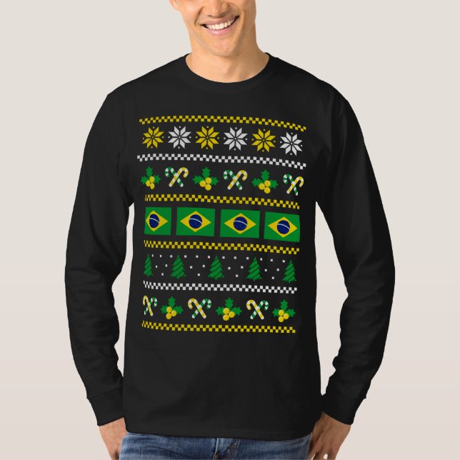 Ugg Christmas Sweater Brasilien Flag, halb brasili T-Shirt (Vorderseite)