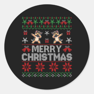 Ugg Christmas Sweater German Shepherd Xmas Dog Fa Runder Aufkleber