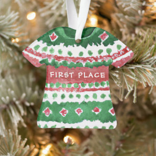 Ugg Christmas Sweater Gewinner Green Red Watercolo Ornament