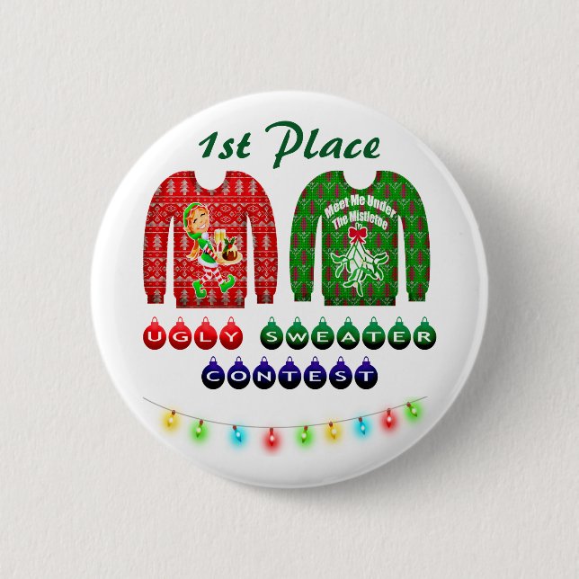 Ugg Christmas Sweater Party 1. Platz Gewinner Button (Vorderseite)