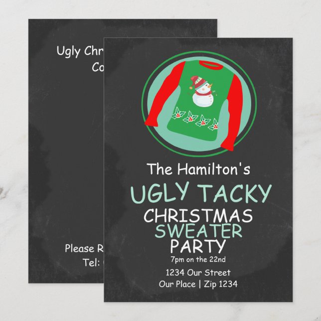 Ugg Christmas Sweater Party Einladung (Vorne/Hinten)