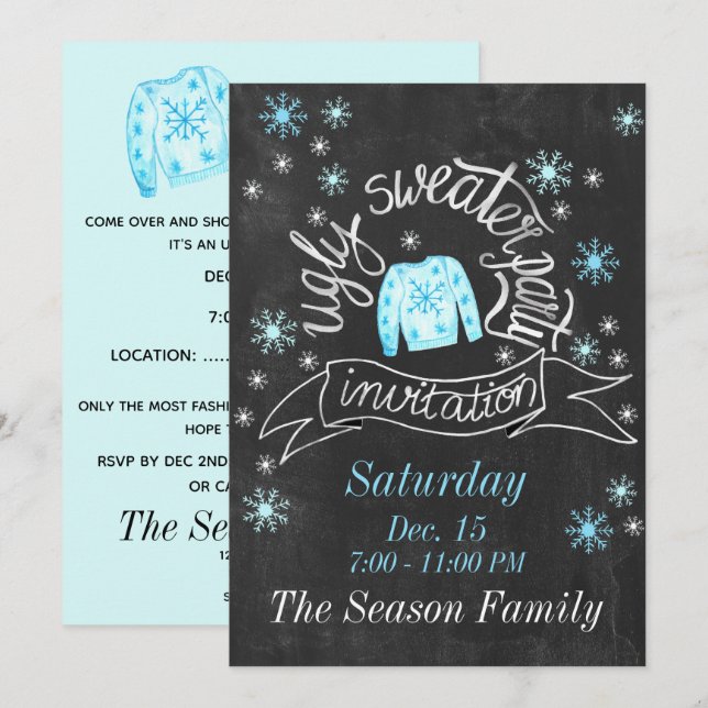 Ugg Christmas Sweater Party Einladung (Vorne/Hinten)