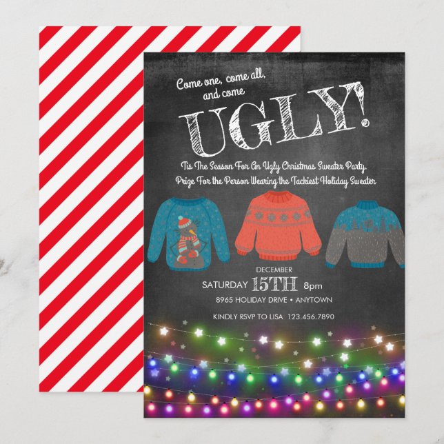 Ugg Christmas Sweater Party Einladung (Vorne/Hinten)