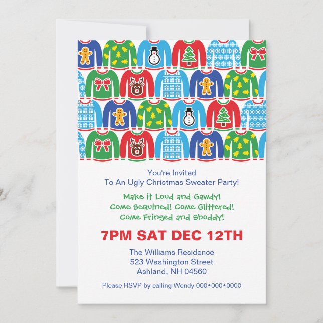 Ugg Christmas Sweater Party Holiday Xmas Party Einladung (Vorderseite)