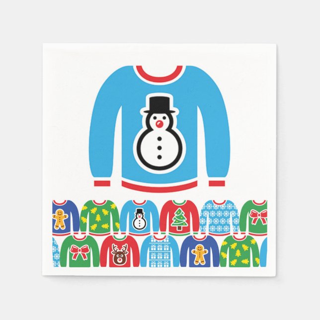 Ugg Christmas Sweater Party Holiday Xmas Snowman Serviette (Vorderseite)