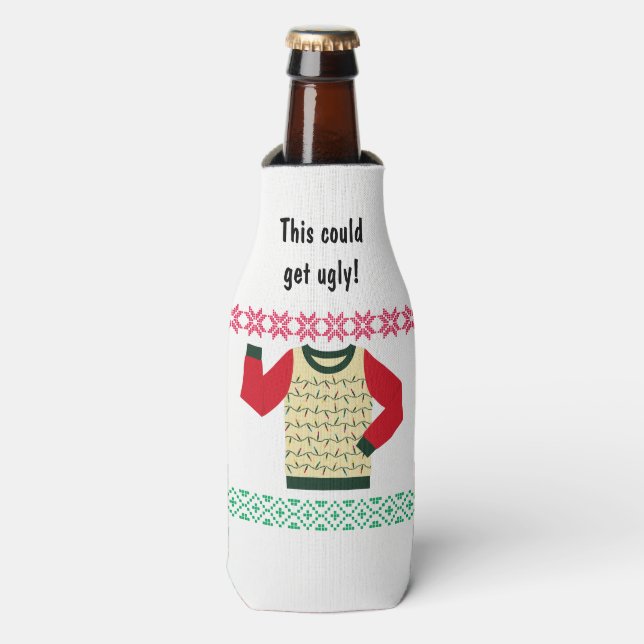 Ugg Christmas Sweater Party Personalisiert Flaschenkühler (Flaschenvorderseite)