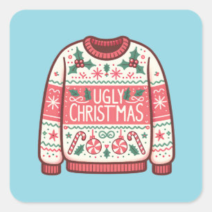 Ugg Christmas Sweater Party Quadratischer Aufkleber