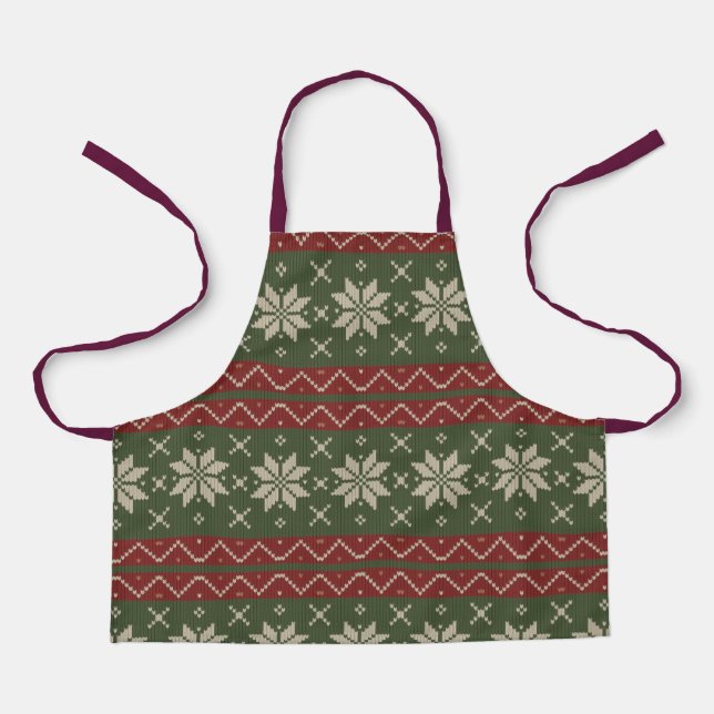 Ugg Christmas Sweater skandinavischer Strick Red G Schürze (Vorderseite)
